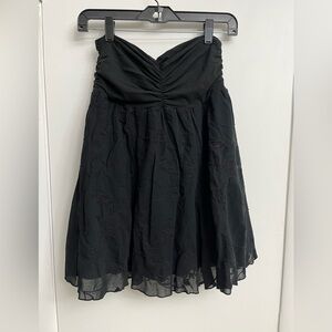 Cabi Black Strapless Runched Baby Doll Floral Pattern Top M